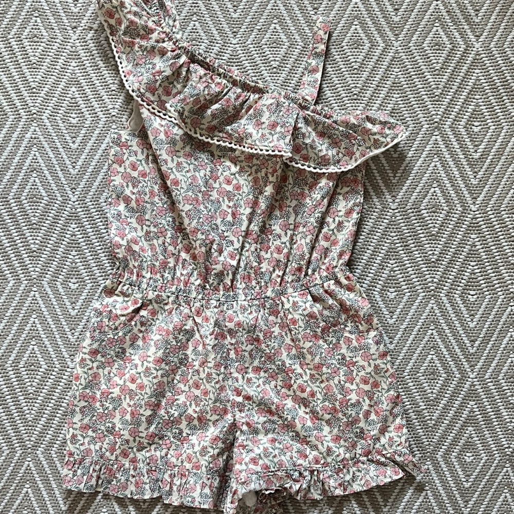 Janie and Jack Pink Floral Ruffle Romper